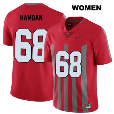 Women's NCAA Ohio State Buckeyes Zaid Hamdan #68 College Stitched Elite Authentic Nike Red Football Jersey IA20S71OW